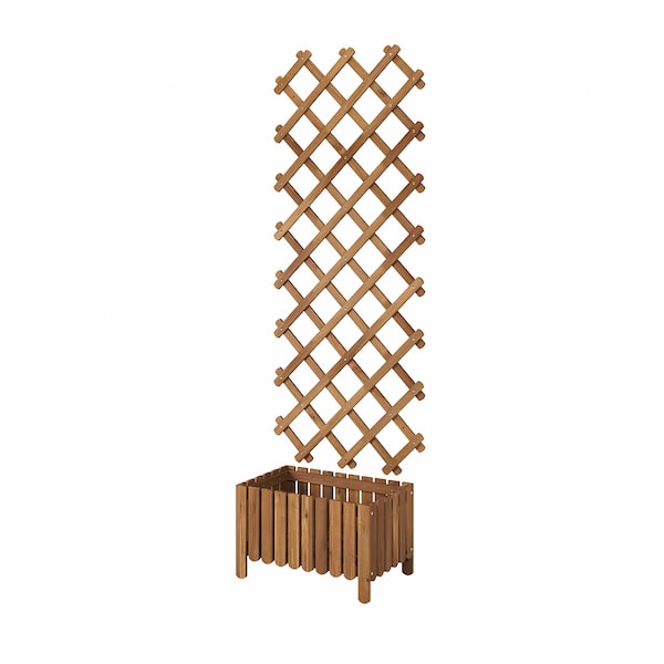 IKEA ASKHOLMEN flower box with trellis, outdoor Dark Brown, Ikea Ireland | 9678NAWKF