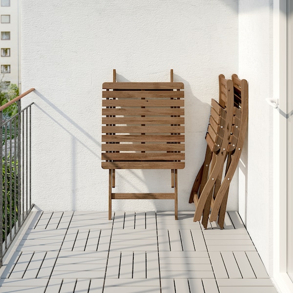 IKEA ASKHOLMEN table+2 chairs, outdoor, light brown stained, Ikea Ireland | 5647ZKTEQ