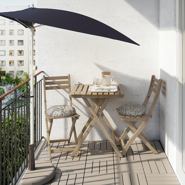 IKEA ASKHOLMEN table+2 chairs, outdoor, light brown stained, Ikea Ireland | 5647ZKTEQ