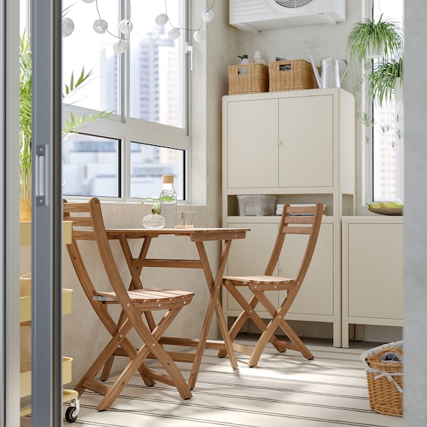 IKEA ASKHOLMEN table and 2 folding chairs, outdoor, dark brown, 23 5/8x24 3/8 in, Ikea Ireland | 0896SUGVB