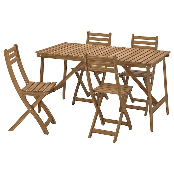 IKEA ASKHOLMEN table and 4 folding chairs, outdoor, dark brown, 56 1/4x29 1/2 in, Ikea Ireland | 3784MUNGO