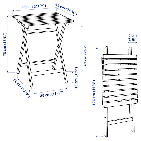 IKEA ASKHOLMEN table, outdoor, foldable dark brown, 23 5/8x24 3/8 in, Ikea Ireland | 1257JDKPR