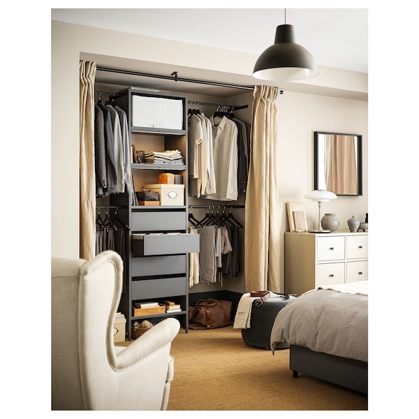 IKEA AURDAL wardrobe combination, dark gray, 68 1/2-94 1/2x15 3/4x87 in, Ikea Ireland | 9782JONVY