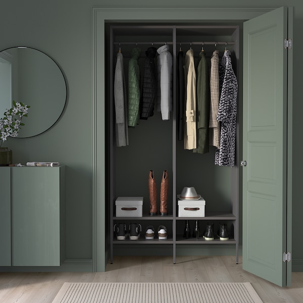 IKEA AURDAL wardrobe combination, dark gray, 49 1/4x15 3/4x87 in, Ikea Ireland | 8041EMURW