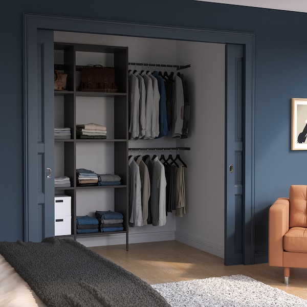 IKEA AURDAL wardrobe combination, dark gray, 70 5/8-83 5/8x15 3/4x87 in, Ikea Ireland | 0729CBORX
