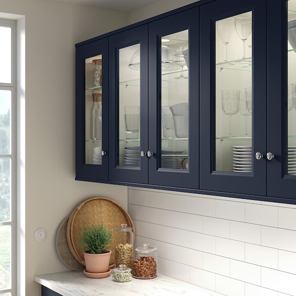 IKEA AXSTAD glass door, matte blue, 18x40 in Blue, Ikea Ireland | 7914FMKRP