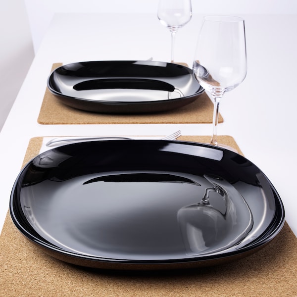 IKEA BACKIG plate, black, 9 ¾x9 ¾ in, 4 pack, Ikea Ireland | 8942DTRFX