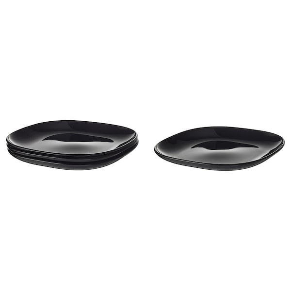 IKEA BACKIG plate, black, 9 ¾x9 ¾ in, 4 pack, Ikea Ireland | 8942DTRFX