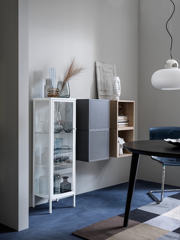 IKEA BAGGEBO cabinet with glass doors, metal/white, 13 3/8x11 3/4x45 5/8 in, Ikea Ireland | 7810SLHOI