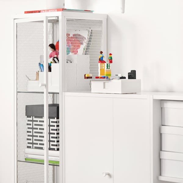 IKEA BAGGEBO cabinet with glass doors, metal/white, 13 3/8x11 3/4x45 5/8 in, Ikea Ireland | 7810SLHOI