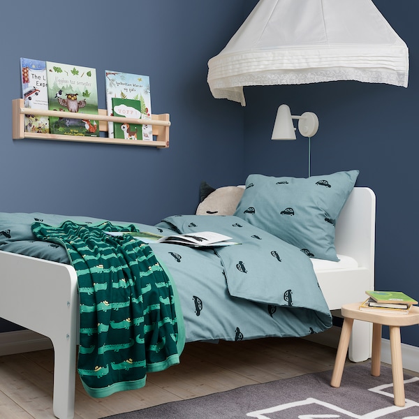 IKEA BARNDRÖM duvet cover and pillowcase(s), car pattern, Twin Blue, Ikea Ireland | 5094JKMWG