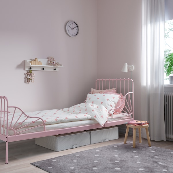 IKEA BARNDRÖM duvet cover and pillowcase(s), Twin Heart Pattern White / Pink, Ikea Ireland | 4260NJHDA