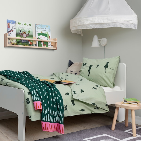 IKEA BARNDRÖM duvet cover and pillowcase(s), Twin Cat Pattern / Green, Ikea Ireland | 3480NTYWR