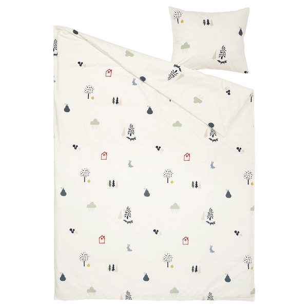 IKEA BARNDRÖM duvet cover and pillowcase(s), forest animal pattern, Twin Multicolor, Ikea Ireland | 9510GROSU