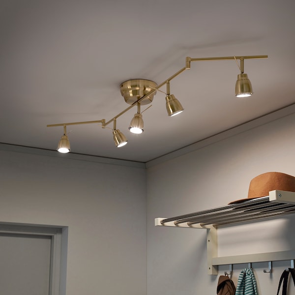 IKEA BAROMETER ceiling track, 5-spots, brass color, Ikea Ireland | 8492TZPLH