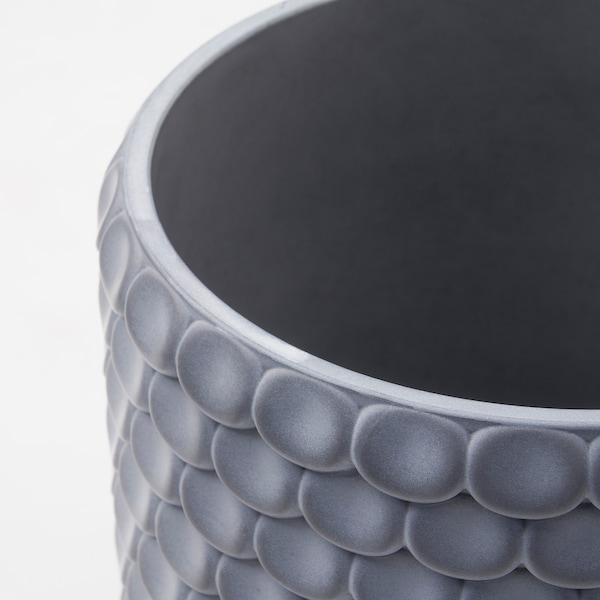 IKEA BÄCKDRÅG plant pot, fish scale patterned, 6 in White Gray, Ikea Ireland | 6927BPWGT