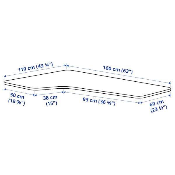 IKEA BEKANT Corner table top left, 63x43 1/4 in White, Ikea Ireland | 8462YTPHK