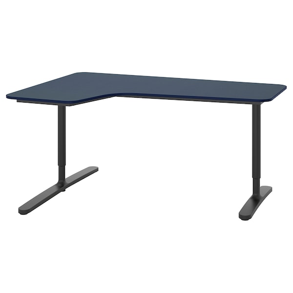 IKEA BEKANT corner desk-left, 63x43 1/4 in Linoleum Blue / Black, Ikea Ireland | 3482ORTWL
