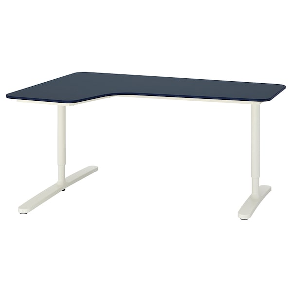 IKEA BEKANT corner desk-left, 63x43 1/4 in Linoleum Blue / White, Ikea Ireland | 0836QHKJC