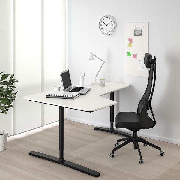 IKEA BEKANT corner desk-left, 63x43 1/4 in White / Black, Ikea Ireland | 5719VLGUO