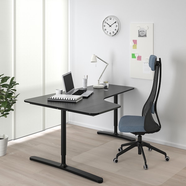 IKEA BEKANT corner desk-left stained ash veneer/black, 63x43 1/4 in Black, Ikea Ireland | 0826HVGZY