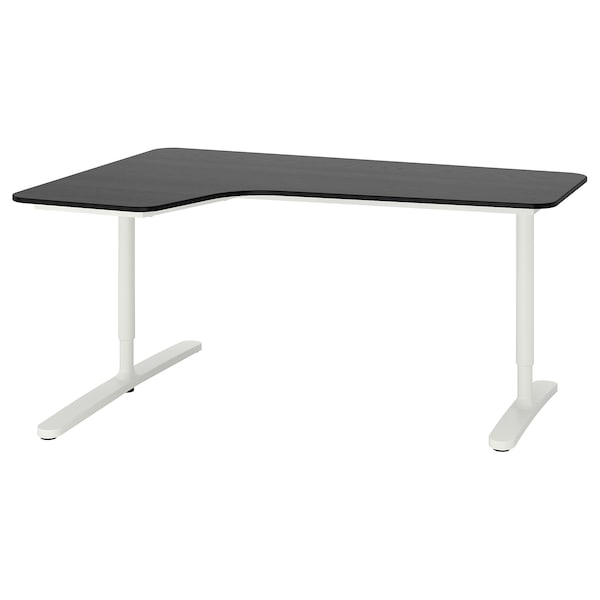 IKEA BEKANT corner desk-left stained ash veneer/white, 63x43 1/4 in Black, Ikea Ireland | 6137QOXCA