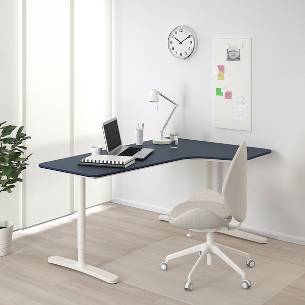 IKEA BEKANT corner desk-right, 63x43 1/4 in Linoleum Blue / White, Ikea Ireland | 7186HFLWZ