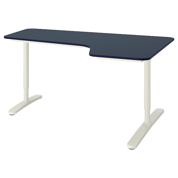 IKEA BEKANT corner desk-right, 63x43 1/4 in Linoleum Blue / White, Ikea Ireland | 7186HFLWZ