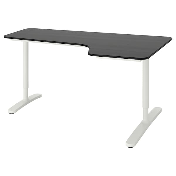 IKEA BEKANT corner desk-right stained ash veneer/white, 63x43 1/4 in Black, Ikea Ireland | 1723TKHPM