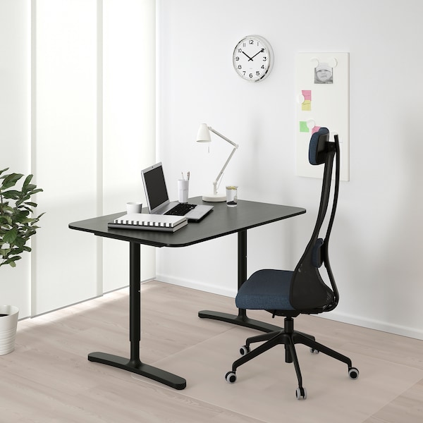 IKEA BEKANT desk stained ash veneer/black, 47 1/4x31 1/2 in Black, Ikea Ireland | 0437ZGVEP