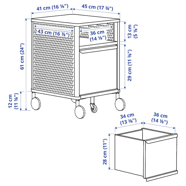 IKEA BEKANT storage unit on casters, 16 1/8x24 in White, Ikea Ireland | 7540TVYOI
