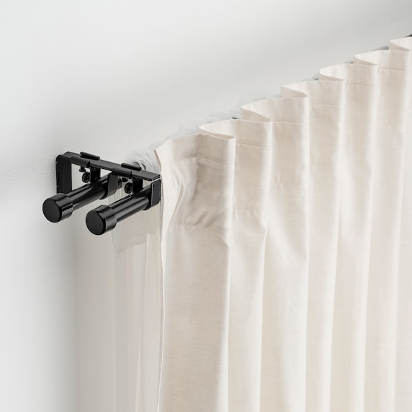 IKEA BEKRÄFTA double curtain rod set, 47 ¼-82 ¾ 3/4 in Black, Ikea Ireland | 8065NIKVU