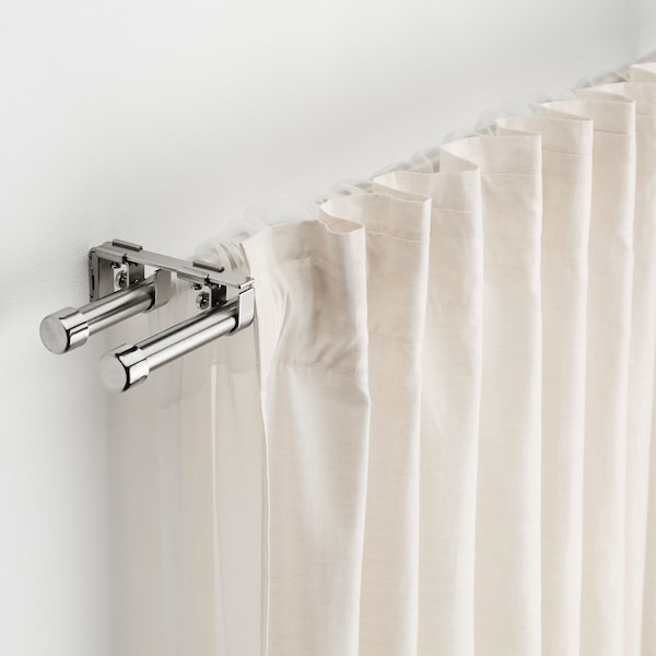IKEA BEKRÄFTA double curtain rod set, 47 ¼-82 ¾ 3/4 in Nickel Plated, Ikea Ireland | 9782FPCNJ