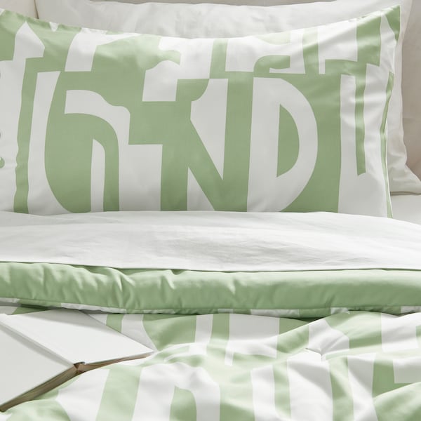 IKEA BERGHEMLOCK comforter set, Full/Queen Green / White, Ikea Ireland | 4915RYGCX