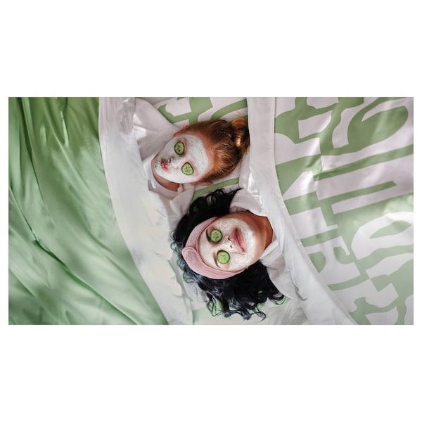 IKEA BERGHEMLOCK comforter set, Full/Queen Green / White, Ikea Ireland | 4915RYGCX