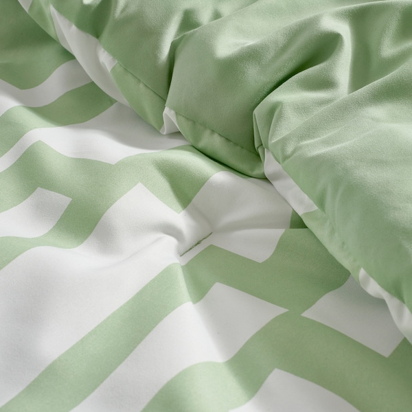 IKEA BERGHEMLOCK comforter set, Full/Queen Green / White, Ikea Ireland | 4915RYGCX