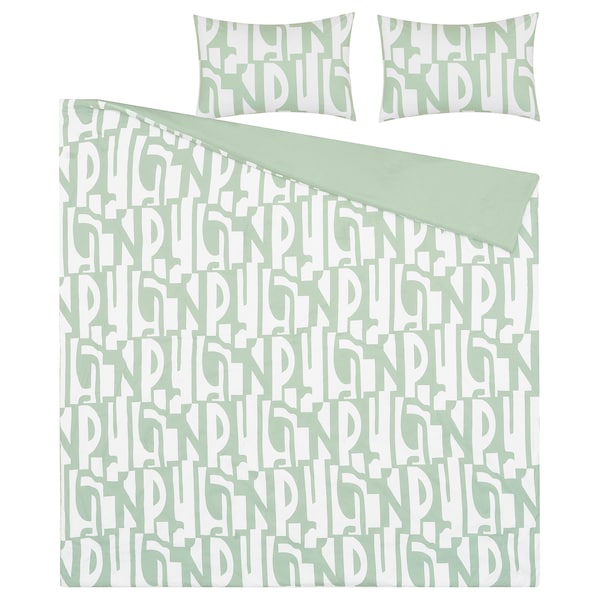 IKEA BERGHEMLOCK comforter set, Full/Queen Green / White, Ikea Ireland | 4915RYGCX