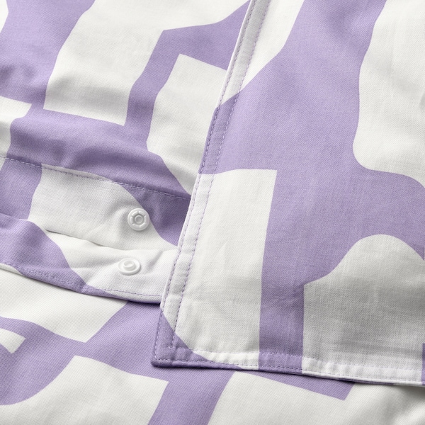 IKEA BERGHEMLOCK duvet cover and pillowcase(s), King White / Lilac, Ikea Ireland | 7946BVKEG