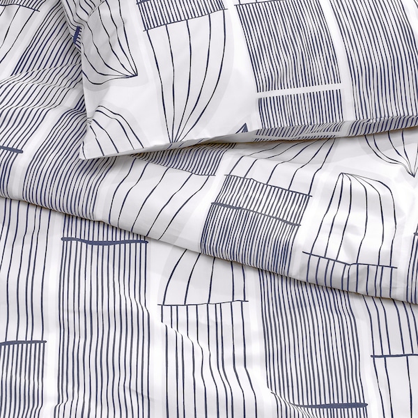 IKEA BERGKORSÖRT duvet cover and pillowcase(s), King White / Gray, Ikea Ireland | 5389KHIDZ