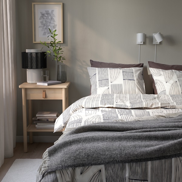 IKEA BERGKORSÖRT duvet cover and pillowcase(s), King White / Gray, Ikea Ireland | 5389KHIDZ