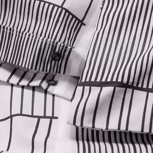 IKEA BERGKORSÖRT duvet cover and pillowcase(s), King White / Gray, Ikea Ireland | 5389KHIDZ