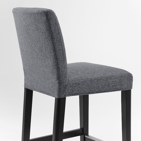 IKEA BERGMUND bar stool with backrest, 24 3/8 in Black / Gunnared Medium Gray, Ikea Ireland | 9231HEOJA