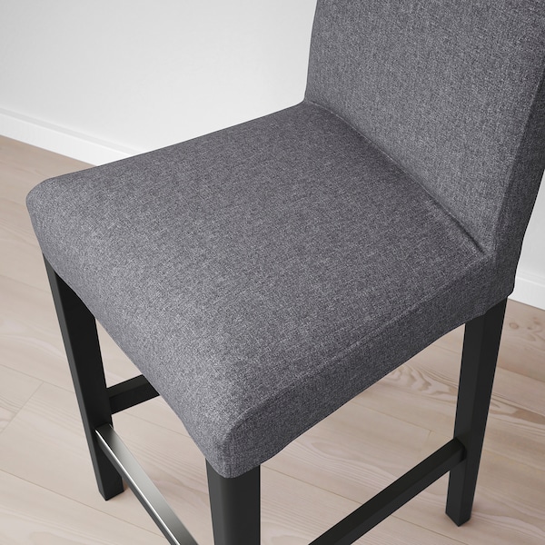 IKEA BERGMUND bar stool with backrest, 24 3/8 in Black / Gunnared Medium Gray, Ikea Ireland | 9231HEOJA