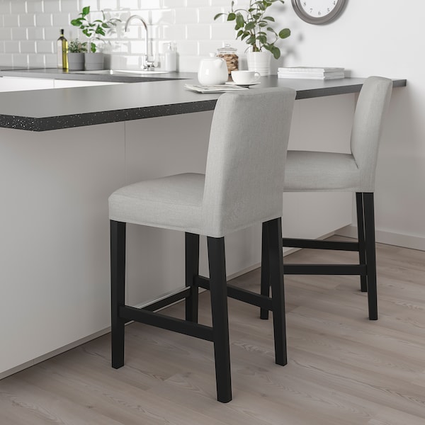 IKEA BERGMUND bar stool with backrest, 24 3/8 in Black / Orrsta Light Gray, Ikea Ireland | 9235ZYILF
