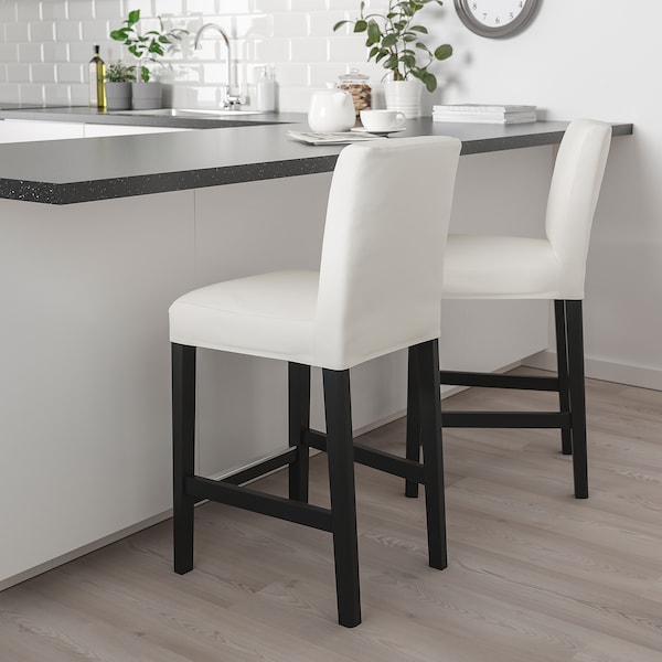 IKEA BERGMUND bar stool with backrest, 24 3/8 in Black / Inseros White, Ikea Ireland | 0543UAVLO