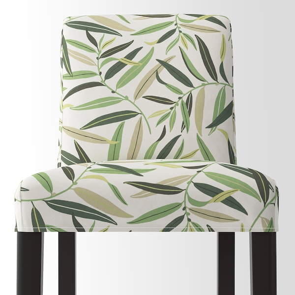 IKEA BERGMUND bar stool with backrest, 24 3/8 in Black / Fågelfors Multicolor, Ikea Ireland | 6834UZLHX
