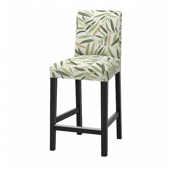 IKEA BERGMUND bar stool with backrest, 24 3/8 in Black / Fågelfors Multicolor, Ikea Ireland | 6834UZLHX