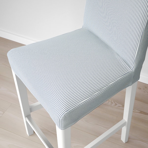 IKEA BERGMUND bar stool with backrest White / Rommele Dark Blue / White, Ikea Ireland | 4720VJCFQ