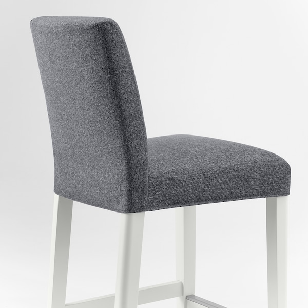 IKEA BERGMUND bar stool with backrest White / Gunnared Medium Gray, Ikea Ireland | 7438AUTHB