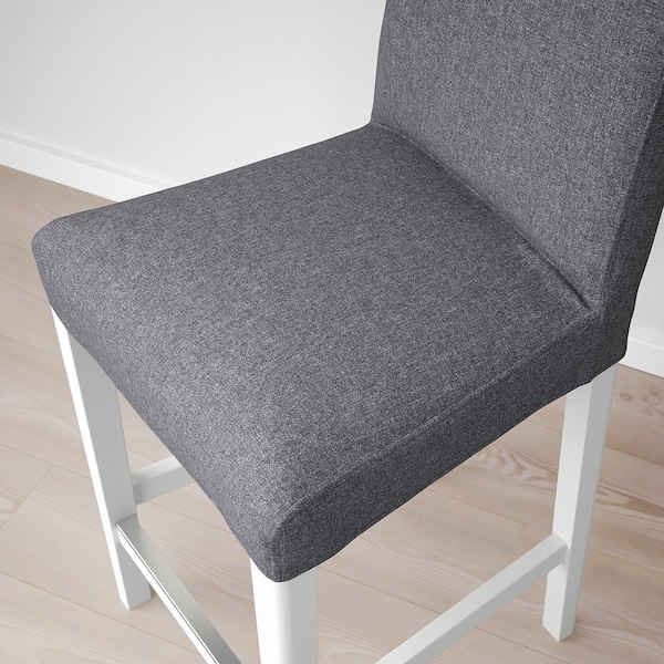 IKEA BERGMUND bar stool with backrest White / Gunnared Medium Gray, Ikea Ireland | 7438AUTHB
